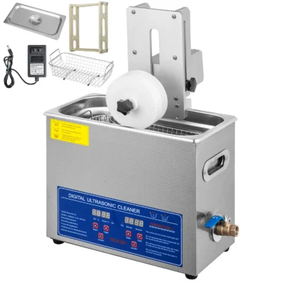 Sihao 180W 6L Vinyl Record Ultrasonic Cleaner Knob Mechanical Controller with Bracket Set for Wash Contact Lenses Dental Jewelry