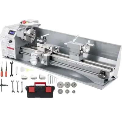 Sihao Metal Mini Lathe 1100W Mini Metal Lathe Machine 220X600 220 X 750MM Infinitely Variable Speed LED for Counter Face Turning